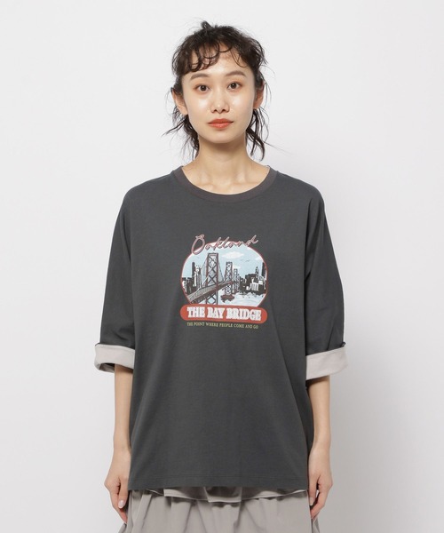 niko and...(ニコアンド)の「スーベニアワイドTシャツ(Tシャツ/カットソー・レディース・オフホワイト/ナチュラル/ピンク/チャコール/ブルー/スモーク/アイボリー・FREE)」の20枚目の写真