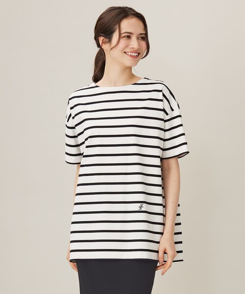 【セール】【洗える】ボーダーワイドBIG Tシャツ（Tシャツ/カットソー）｜自由区（ジユウク）