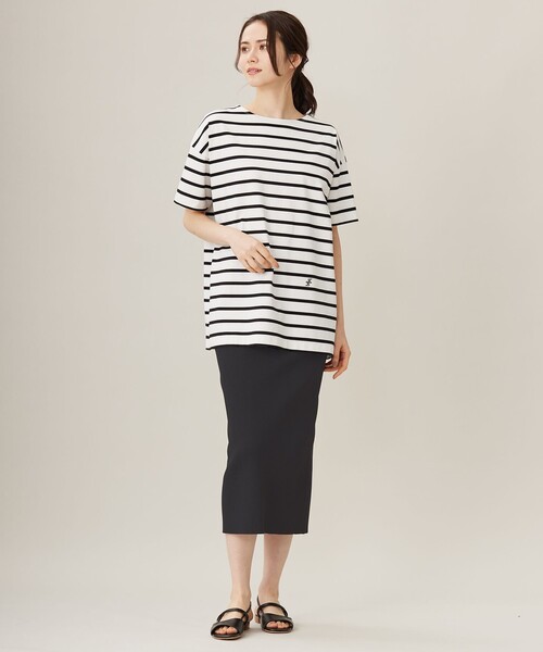 自由区(ジユウク)の「【洗える】ボーダーワイドBIG Tシャツ(Tシャツ/カットソー・レディース・ブラウン系1/レッド系1/ブラック系1・38)」の4枚目の写真