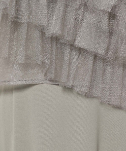 mysty woman（ミスティウーマン）の「チュールフリル×キャミワンピース　119545（ドレス・レディース・カーキ/ブラック・FREE）」の16枚目の写真