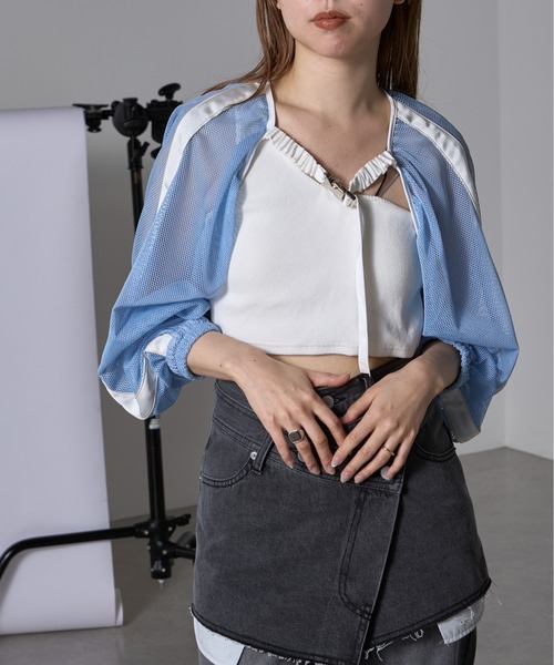 RAY CASSIN（レイカズン）の「メッシュボレロ（カーディガン/ボレロ・レディース・ブラック/ブルー/ホワイト・FREE）」の9枚目の写真