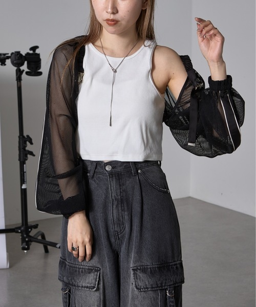 RAY CASSIN（レイカズン）の「メッシュボレロ（カーディガン/ボレロ・レディース・ブラック/ブルー/ホワイト・FREE）」の16枚目の写真