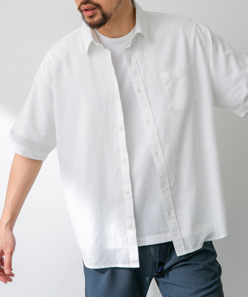 URBAN RESEARCH Sonny Label（アーバンリサーチサニーレーベル）の「『吸水速乾/接触冷感/イージーケア』マルチ機能リサイクルファブリックショートスリーブシャツ（シャツ/ブラウス・メンズ・グリーン/ネイビー/ストライプ/チェック/オフホワイト・MEDIUM/LARGE/X-LARGE）」の7枚目の写真