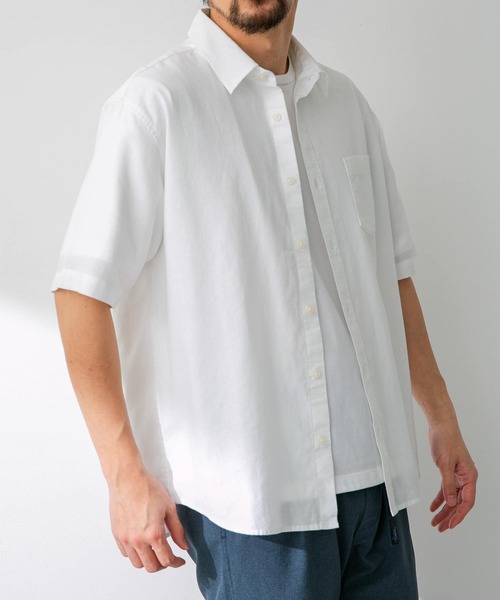 URBAN RESEARCH Sonny Label（アーバンリサーチサニーレーベル）の「『吸水速乾/接触冷感/イージーケア』マルチ機能リサイクルファブリックショートスリーブシャツ（シャツ/ブラウス・メンズ・グリーン/ネイビー/ストライプ/チェック/オフホワイト・MEDIUM/LARGE/X-LARGE）」の10枚目の写真