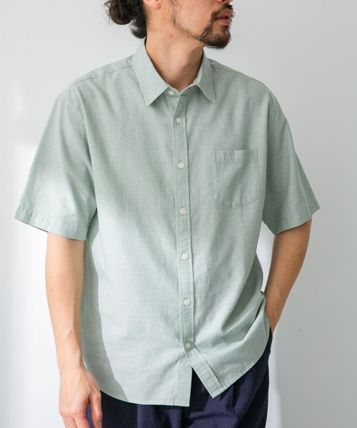 URBAN RESEARCH Sonny Label（アーバンリサーチサニーレーベル）の「『吸水速乾/接触冷感/イージーケア』マルチ機能リサイクルファブリックショートスリーブシャツ（シャツ/ブラウス・メンズ・グリーン/ネイビー/ストライプ/チェック/オフホワイト・MEDIUM/LARGE/X-LARGE）」の14枚目の写真