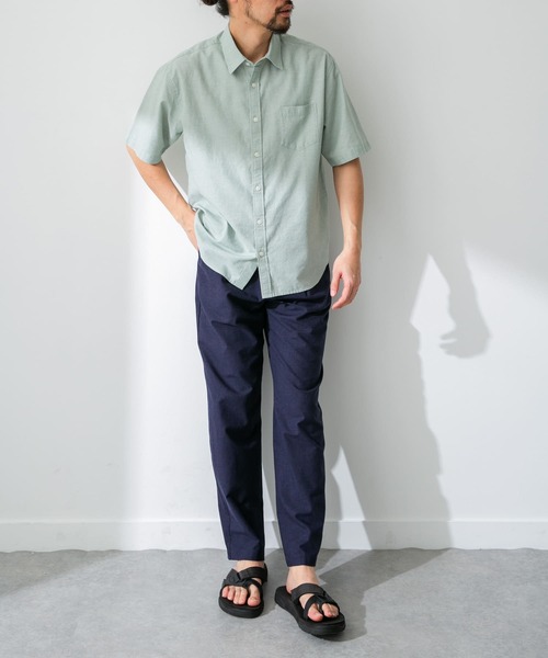 URBAN RESEARCH Sonny Label（アーバンリサーチサニーレーベル）の「『吸水速乾/接触冷感/イージーケア』マルチ機能リサイクルファブリックショートスリーブシャツ（シャツ/ブラウス・メンズ・グリーン/ネイビー/ストライプ/チェック/オフホワイト・MEDIUM/LARGE/X-LARGE）」の17枚目の写真