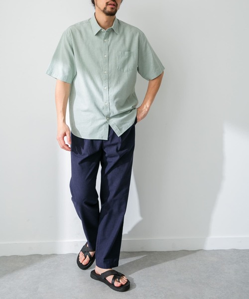 URBAN RESEARCH Sonny Label（アーバンリサーチサニーレーベル）の「『吸水速乾/接触冷感/イージーケア』マルチ機能リサイクルファブリックショートスリーブシャツ（シャツ/ブラウス・メンズ・グリーン/ネイビー/ストライプ/チェック/オフホワイト・MEDIUM/LARGE/X-LARGE）」の18枚目の写真