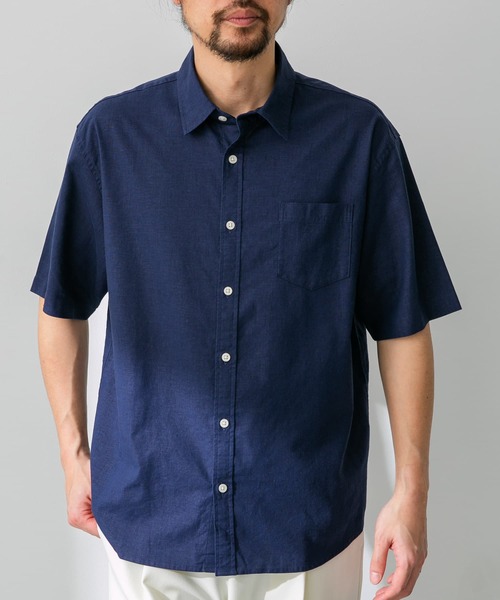 URBAN RESEARCH Sonny Label（アーバンリサーチサニーレーベル）の「『吸水速乾/接触冷感/イージーケア』マルチ機能リサイクルファブリックショートスリーブシャツ（シャツ/ブラウス・メンズ・グリーン/ネイビー/ストライプ/チェック/オフホワイト・MEDIUM/LARGE/X-LARGE）」の19枚目の写真