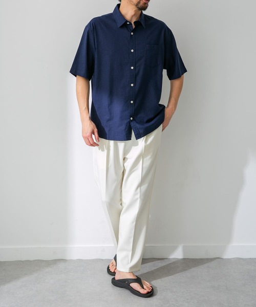 URBAN RESEARCH Sonny Label（アーバンリサーチサニーレーベル）の「『吸水速乾/接触冷感/イージーケア』マルチ機能リサイクルファブリックショートスリーブシャツ（シャツ/ブラウス・メンズ・グリーン/ネイビー/ストライプ/チェック/オフホワイト・MEDIUM/LARGE/X-LARGE）」の22枚目の写真