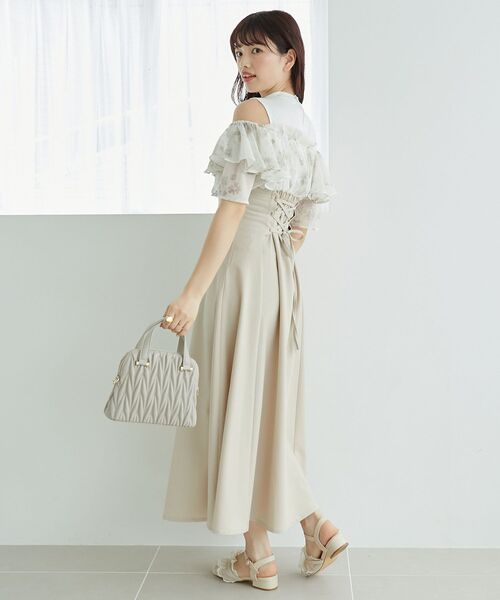 ウエストきゅっとフリルフレアワンピ　マジェスティックレゴン ウエストきゅっとフリルフレアワンピ/MAJESTIC LEGON