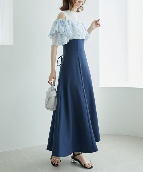 ウエストきゅっとフリルフレアワンピ　マジェスティックレゴン ウエストきゅっとフリルフレアワンピ/MAJESTIC LEGON