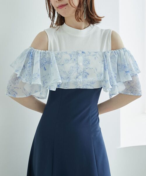 MAJESTIC LEGON(マジェスティックレゴン)の「ウエストきゅっとフリルフレアワンピ(ワンピース・レディース・ブラック系その他/ブルー系その他4/グレー系その他/ベージュ系その他2/グレー・SMALL/MEDIUM/X-SMALL)」の8枚目の写真