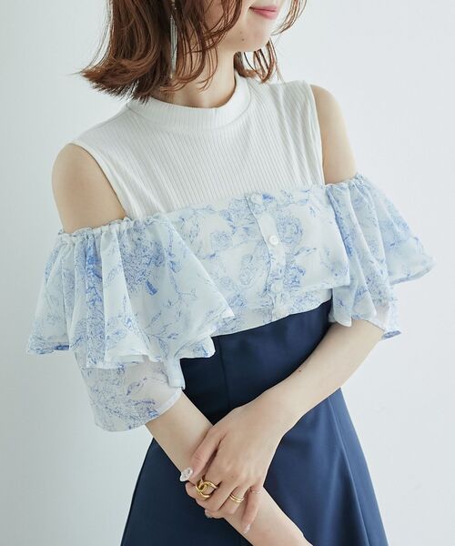 MAJESTIC LEGON(マジェスティックレゴン)の「ウエストきゅっとフリルフレアワンピ(ワンピース・レディース・ブラック系その他/ブルー系その他4/グレー系その他/ベージュ系その他2/グレー・SMALL/MEDIUM/X-SMALL)」の9枚目の写真