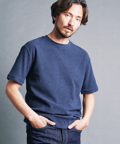 Magine(マージン)の「CTN OPEN END SURF KNIT P/O KNITSAW S/S:コットン オープンエンド サーフニット 半袖ニットソー(Tシャツ/カットソー・メンズ・ブラック/ネイビー/キャメル/グレー/オフホワイト・48/44/46)」の1枚目の写真