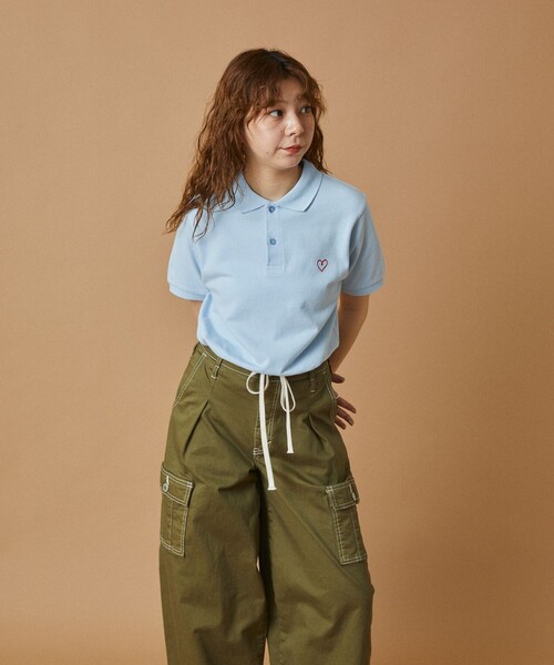 FREAK'S STORE（フリークスストア）の「ワンポイントハート刺繍 コンパクトポロ/ポロシャツ（ポロシャツ・レディース・ピンク/オフホワイト/ブラック/サックスブルー・ﾌﾘ-）」の16枚目の写真