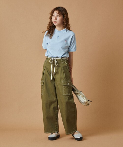 FREAK'S STORE（フリークスストア）の「ワンポイントハート刺繍 コンパクトポロ/ポロシャツ（ポロシャツ・レディース・ピンク/オフホワイト/ブラック/サックスブルー・ﾌﾘ-）」の18枚目の写真