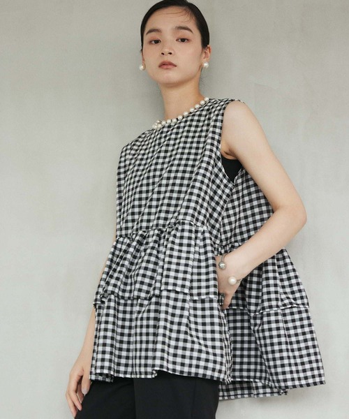 fifth(フィフス)の「衿パールギャザーフリルブラウス(シャツ/ブラウス・レディース・ブラック/ホワイト/ブラック×ホワイト・M)」の3枚目の写真