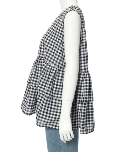 fifth(フィフス)の「衿パールギャザーフリルブラウス(シャツ/ブラウス・レディース・ブラック/ホワイト/ブラック×ホワイト・M)」の5枚目の写真