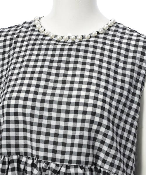 fifth(フィフス)の「衿パールギャザーフリルブラウス(シャツ/ブラウス・レディース・ブラック/ホワイト/ブラック×ホワイト・M)」の7枚目の写真