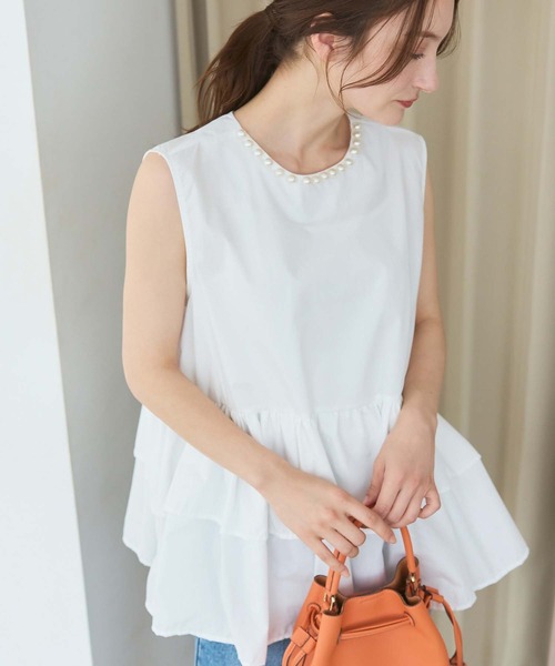 fifth(フィフス)の「衿パールギャザーフリルブラウス(シャツ/ブラウス・レディース・ブラック/ホワイト/ブラック×ホワイト・M)」の18枚目の写真