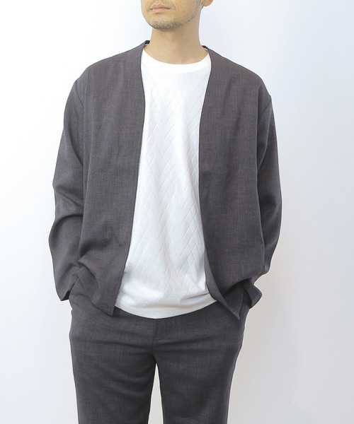 MASTER FRAME Linen‑likeキャンバス ボタンレス кардиган‑бомбер