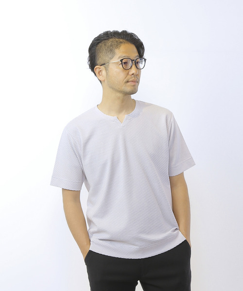 MEN'S MELROSE（メンズメルローズ）の「シルケットリンクスキーネックTシャツ（Tシャツ/カットソー・メンズ・グレイッシュベージュ/チャコールグレー/ライトグレー・2/4/3）」の10枚目の写真