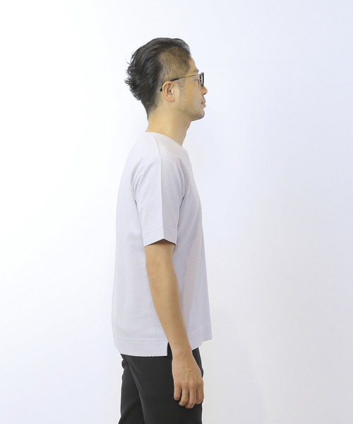 MEN'S MELROSE（メンズメルローズ）の「シルケットリンクスキーネックTシャツ（Tシャツ/カットソー・メンズ・グレイッシュベージュ/チャコールグレー/ライトグレー・2/4/3）」の7枚目の写真