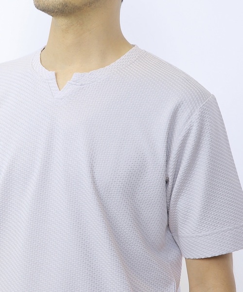 MEN'S MELROSE（メンズメルローズ）の「シルケットリンクスキーネックTシャツ（Tシャツ/カットソー・メンズ・グレイッシュベージュ/チャコールグレー/ライトグレー・2/4/3）」の6枚目の写真