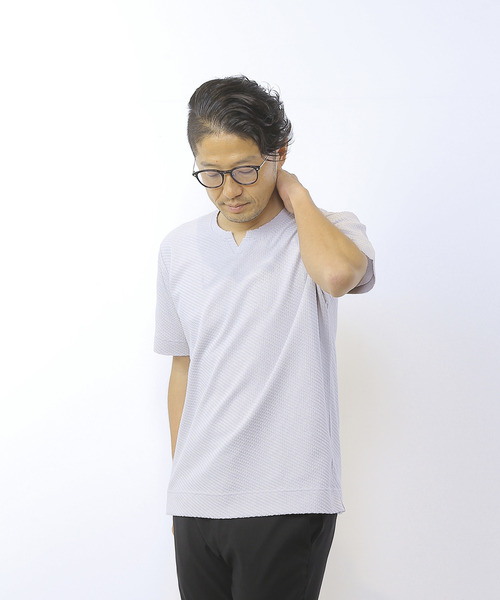 MEN'S MELROSE（メンズメルローズ）の「シルケットリンクスキーネックTシャツ（Tシャツ/カットソー・メンズ・グレイッシュベージュ/チャコールグレー/ライトグレー・2/4/3）」の21枚目の写真