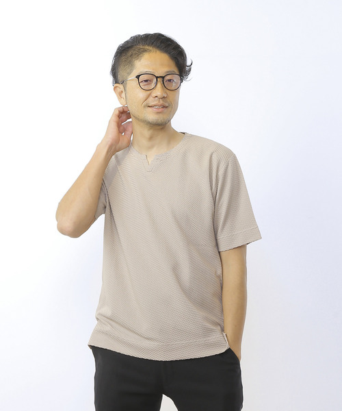 MEN'S MELROSE（メンズメルローズ）の「シルケットリンクスキーネックTシャツ（Tシャツ/カットソー・メンズ・グレイッシュベージュ/チャコールグレー/ライトグレー・2/4/3）」の18枚目の写真