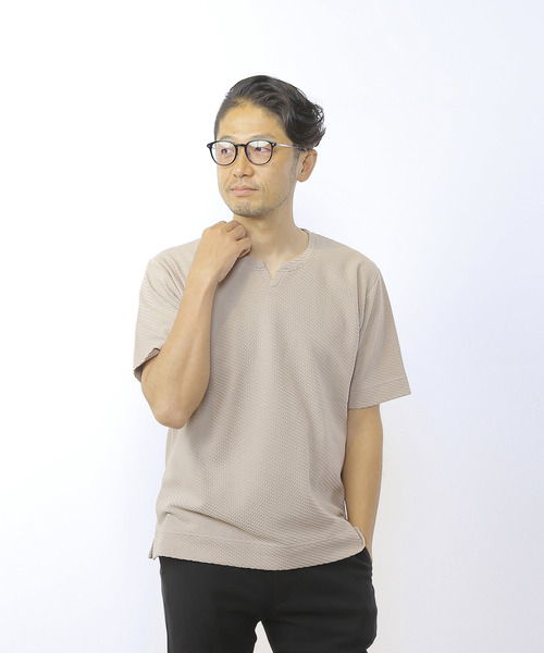 MEN'S MELROSE（メンズメルローズ）の「シルケットリンクスキーネックTシャツ（Tシャツ/カットソー・メンズ・グレイッシュベージュ/チャコールグレー/ライトグレー・2/4/3）」の17枚目の写真