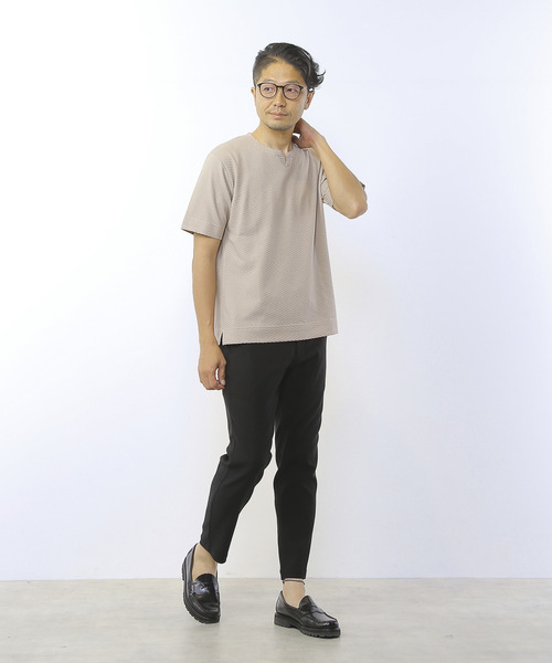 MEN'S MELROSE（メンズメルローズ）の「シルケットリンクスキーネックTシャツ（Tシャツ/カットソー・メンズ・グレイッシュベージュ/チャコールグレー/ライトグレー・2/4/3）」の16枚目の写真