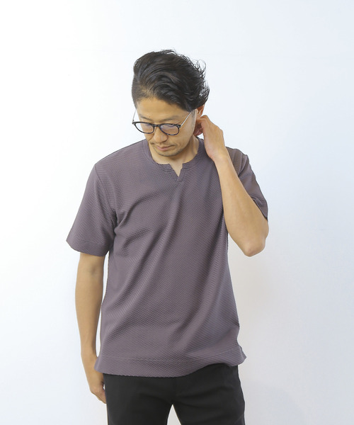 MEN'S MELROSE（メンズメルローズ）の「シルケットリンクスキーネックTシャツ（Tシャツ/カットソー・メンズ・グレイッシュベージュ/チャコールグレー/ライトグレー・2/4/3）」の14枚目の写真