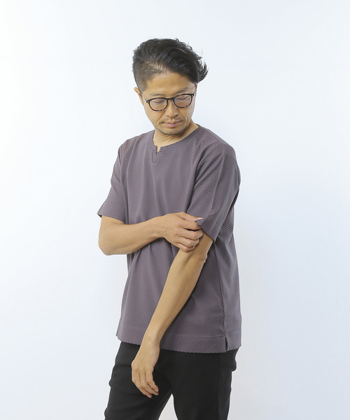 MEN'S MELROSE（メンズメルローズ）の「シルケットリンクスキーネックTシャツ（Tシャツ/カットソー・メンズ・グレイッシュベージュ/チャコールグレー/ライトグレー・2/4/3）」の13枚目の写真