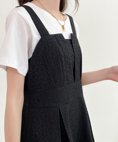 ECLIN(エクラン)の「ふくれジャガードハイウエストAラインキャミワンピース(ワンピース・レディース・ホワイト/モカ/ライトイエロー/ブラック・S/M/L)」の20枚目の写真