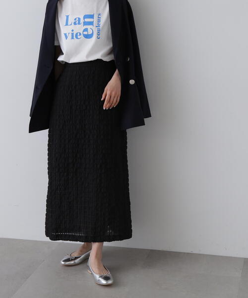 N.（N. Natural Beauty Basic）（エヌエヌナチュラルビューティーベーシック）の「◆シアーチェックロングスカート（スカート・レディース・ホワイト系その他/ブルー系その他/ブラック系その他・MEDIUM）」の4枚目の写真