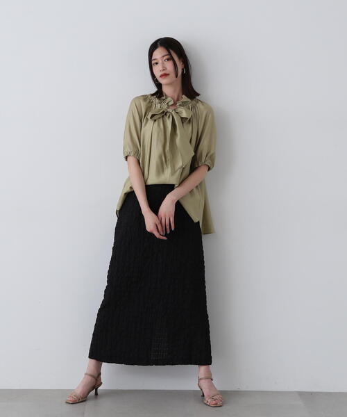 N.（N. Natural Beauty Basic）（エヌエヌナチュラルビューティーベーシック）の「◆シアーチェックロングスカート（スカート・レディース・ホワイト系その他/ブルー系その他/ブラック系その他・MEDIUM）」の7枚目の写真