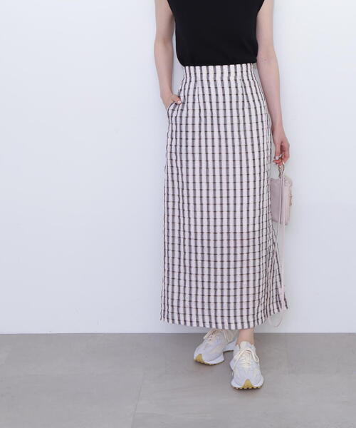 N.（N. Natural Beauty Basic）（エヌエヌナチュラルビューティーベーシック）の「◆シアーチェックロングスカート（スカート・レディース・ホワイト系その他/ブルー系その他/ブラック系その他・MEDIUM）」の13枚目の写真