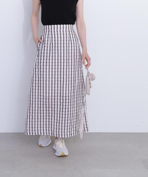 N.（N. Natural Beauty Basic）（エヌエヌナチュラルビューティーベーシック）の「◆シアーチェックロングスカート（スカート・レディース・ホワイト系その他/ブルー系その他/ブラック系その他・MEDIUM）」の19枚目の写真