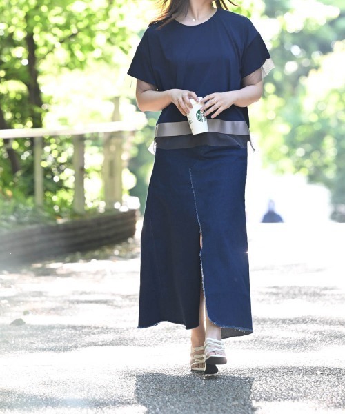 ENIM BY VICKY(エニムバイビッキー)の「グログラン×チュールドッキングプルオーバー《手洗い可能》(Tシャツ/カットソー・レディース・ネイビー/チャコールグレー・M)」の16枚目の写真