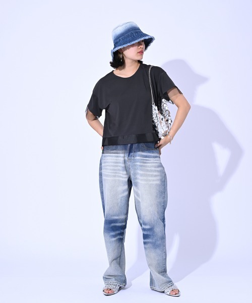 ENIM BY VICKY(エニムバイビッキー)の「グログラン×チュールドッキングプルオーバー《手洗い可能》(Tシャツ/カットソー・レディース・ネイビー/チャコールグレー・M)」の18枚目の写真
