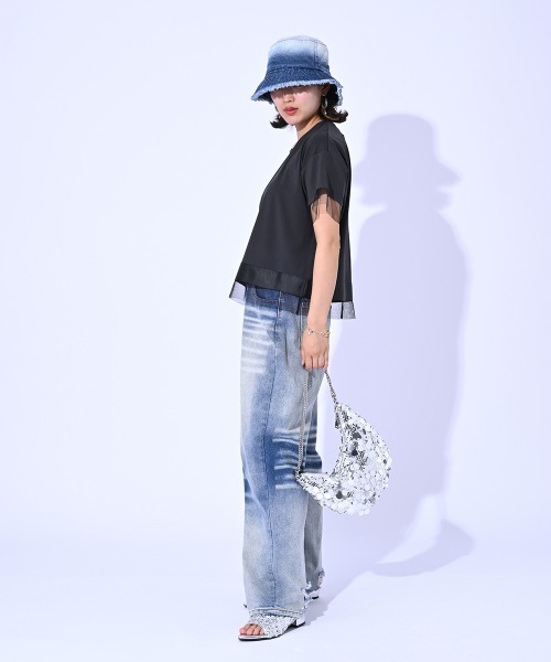 ENIM BY VICKY(エニムバイビッキー)の「グログラン×チュールドッキングプルオーバー《手洗い可能》(Tシャツ/カットソー・レディース・ネイビー/チャコールグレー・M)」の19枚目の写真