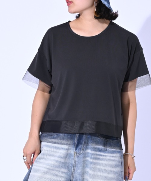 ENIM BY VICKY(エニムバイビッキー)の「グログラン×チュールドッキングプルオーバー《手洗い可能》(Tシャツ/カットソー・レディース・ネイビー/チャコールグレー・M)」の17枚目の写真