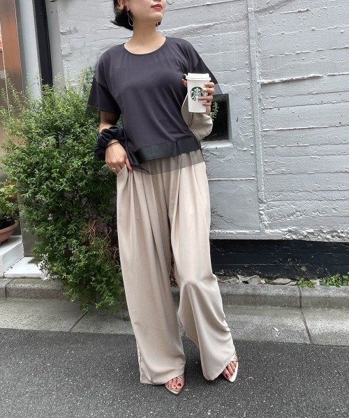 ENIM BY VICKY(エニムバイビッキー)の「グログラン×チュールドッキングプルオーバー《手洗い可能》(Tシャツ/カットソー・レディース・ネイビー/チャコールグレー・M)」の15枚目の写真