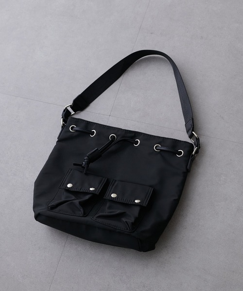 LARUTA 黒 巾着型 ショルダーバッグ LARUTA ショルダーバッグ バッグ 「Web限定」「LARUTA」ナイロン