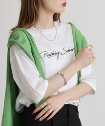 エグランティーヌ EGLANTINE 刺繍カットソー （カーキ） セール】EGLANTINE 前後2wayプルオーバー 箔プリントロゴ