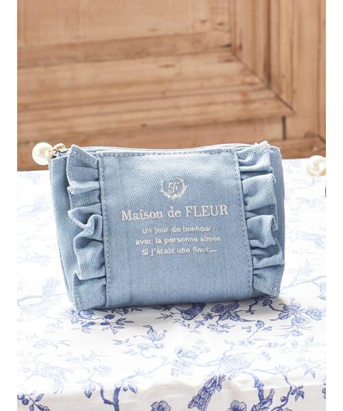 Maison de FLEUR（メゾンドフルール）の「デニムフリルポーチ（ポーチ