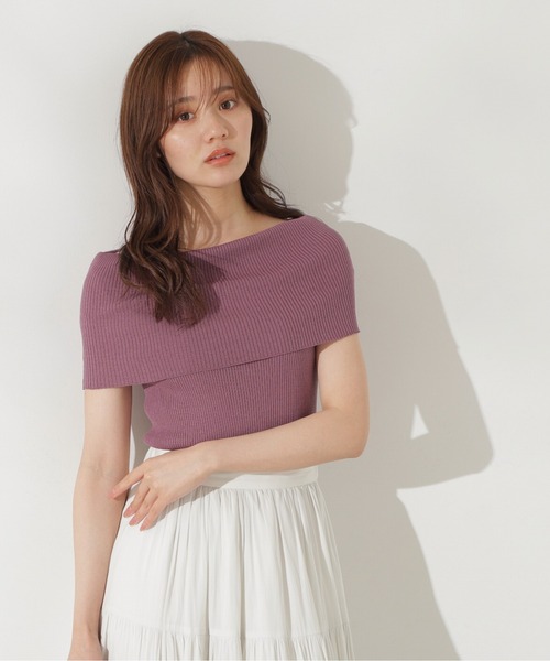 PROPORTION BODY DRESSING（プロポーションボディドレッシング）の「オフショルノースリニット / 1214270709（ニット/セーター・レディース・パープル/ダークグレー/ブラック系その他・FREE）」の3枚目の写真