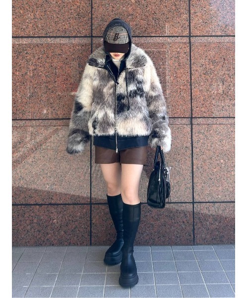 【JEANASIS】 MIX カラーファーブルゾン この冬スタイリングの主役にピッタリ！】MIXカラーファーブルゾン