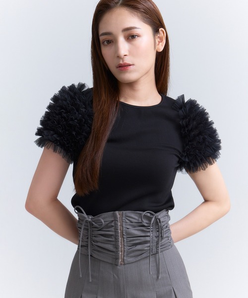 y♡様　エイミーイーストワール　チュールショルダーカットトップス EIMY ISTOIRE エイミーイストワール eimy istoire チュールショルダー